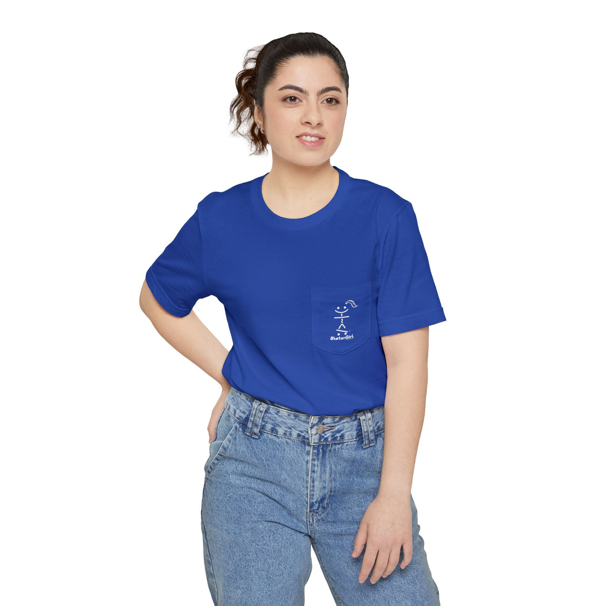Minimal Pocket T‑Shirt — Tiny Line Art Mushroom Pocket Tee