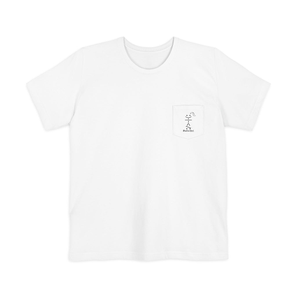 Minimal Pocket T‑Shirt — Tiny Line Art Mushroom Pocket Tee