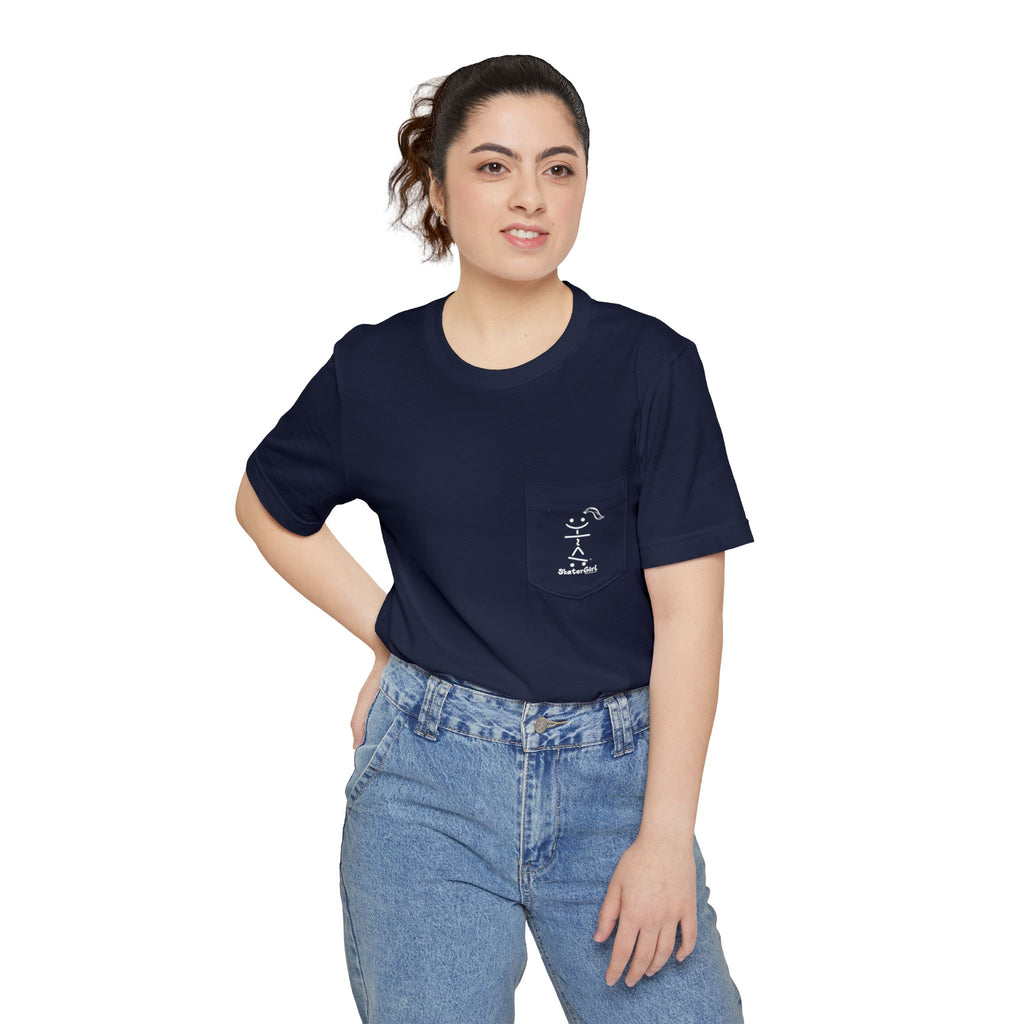 Minimal Pocket T‑Shirt — Tiny Line Art Mushroom Pocket Tee