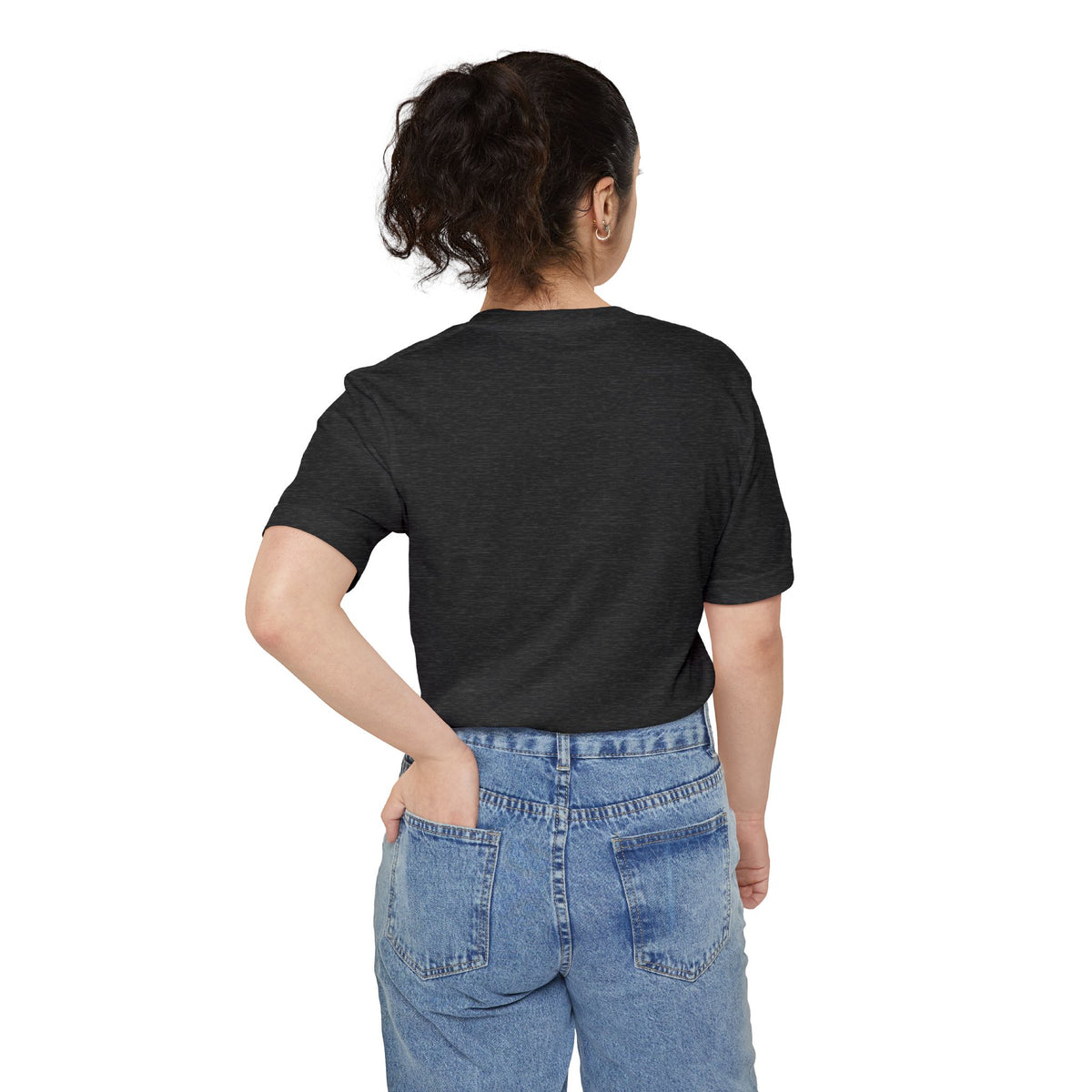 Minimal Pocket T‑Shirt — Tiny Line Art Mushroom Pocket Tee