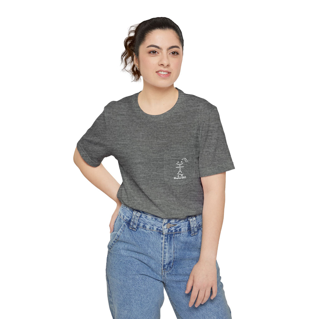 Minimal Pocket T‑Shirt — Tiny Line Art Mushroom Pocket Tee